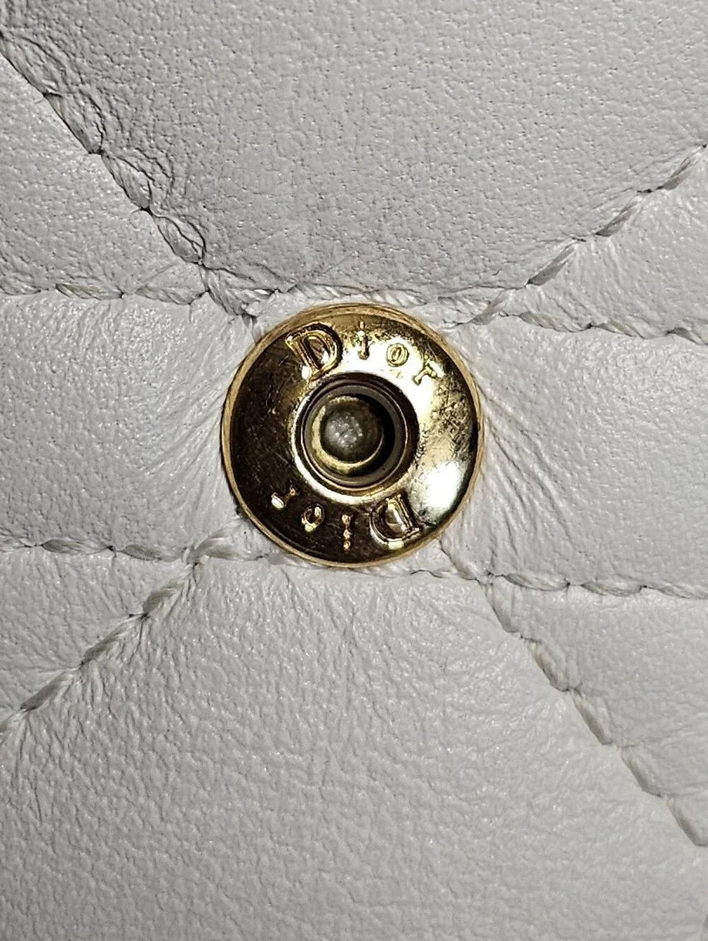 Dior White Quilted Leather Wallet with Gold Pearl Hardware With COA.